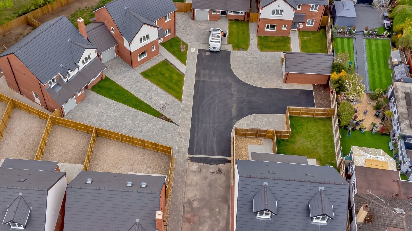 Aerial view of a cleared development site managed by Webbs